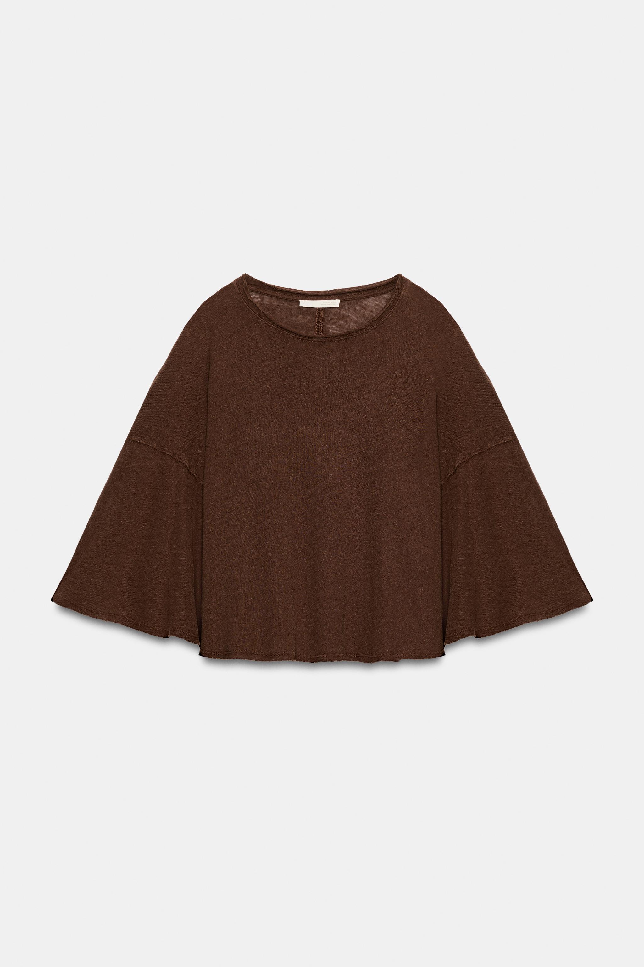 COTTON AND LINEN CAPE T-SHIRT